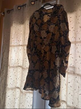Floral V-Neck Long bell Sleeve Women's dress